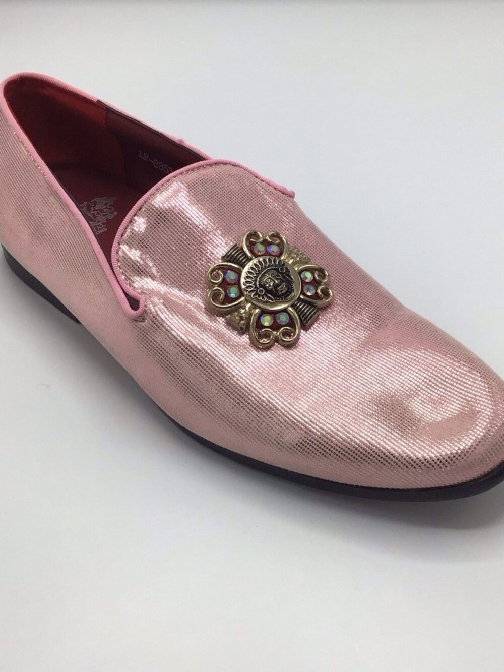 Royal Shoes Men's Metalic Pink Dress Shoes Embellished W/Aztec Medallion Sz 8.5